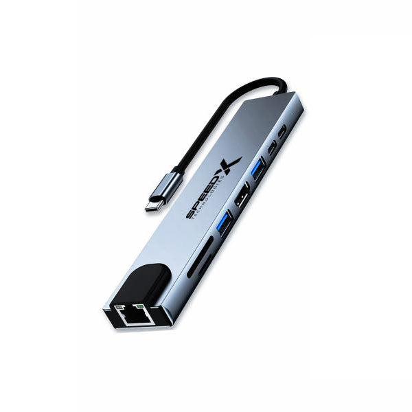 SpeedX SP-TC801 8-in-1 Multi-Port Type-C 4K HDMI USB 3.0 Hub Converter