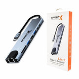 SpeedX SP-TC801 8-in-1 Multi-Port Type-C 4K HDMI USB 3.0 Hub Converter