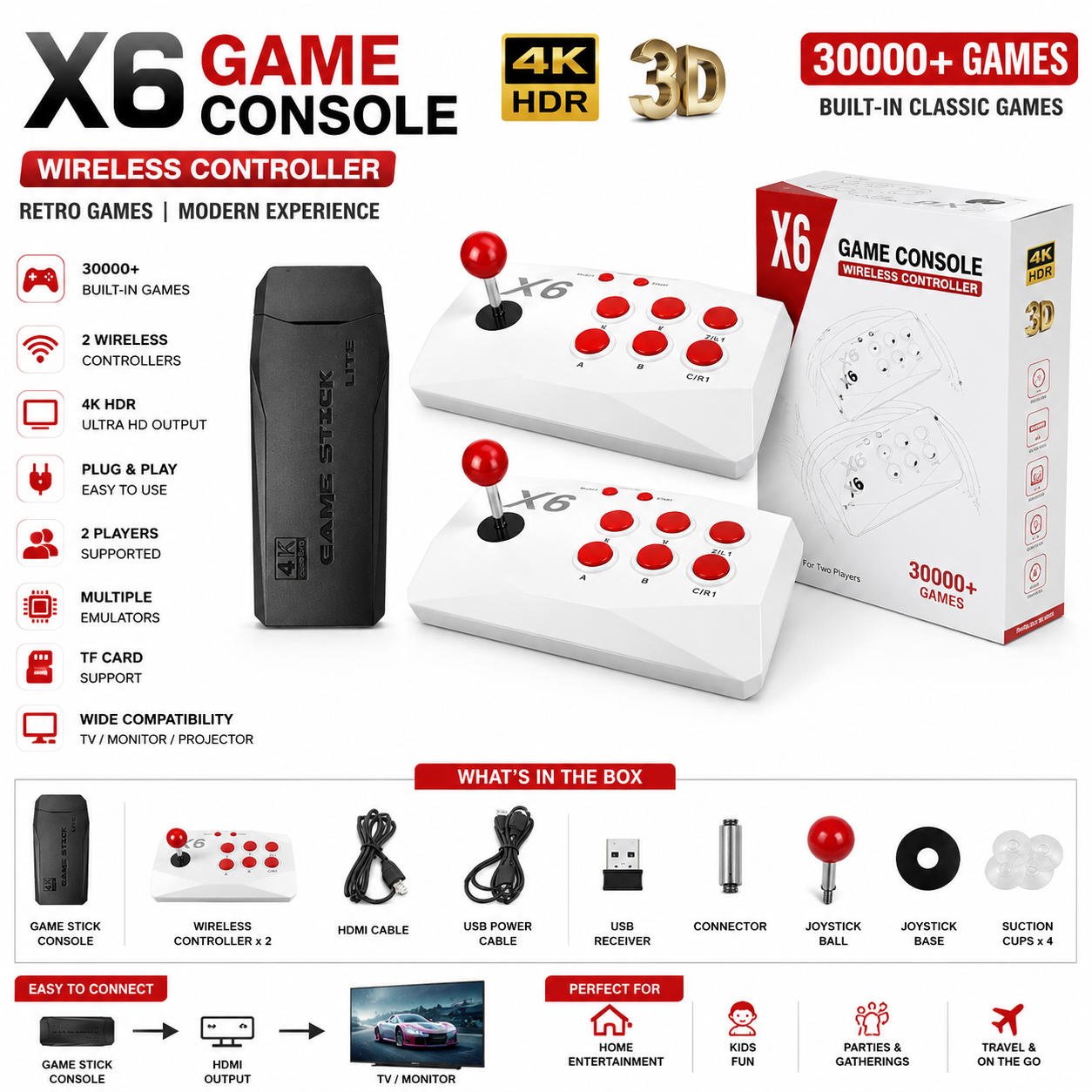 X6 Retro Arcade Console - 64GB | Dual Joysticks & 40,000+ Games