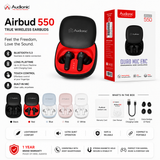 Audionic Airbuds 550 - Wireless Bluetooth Earbuds | ENC , Quad Mic