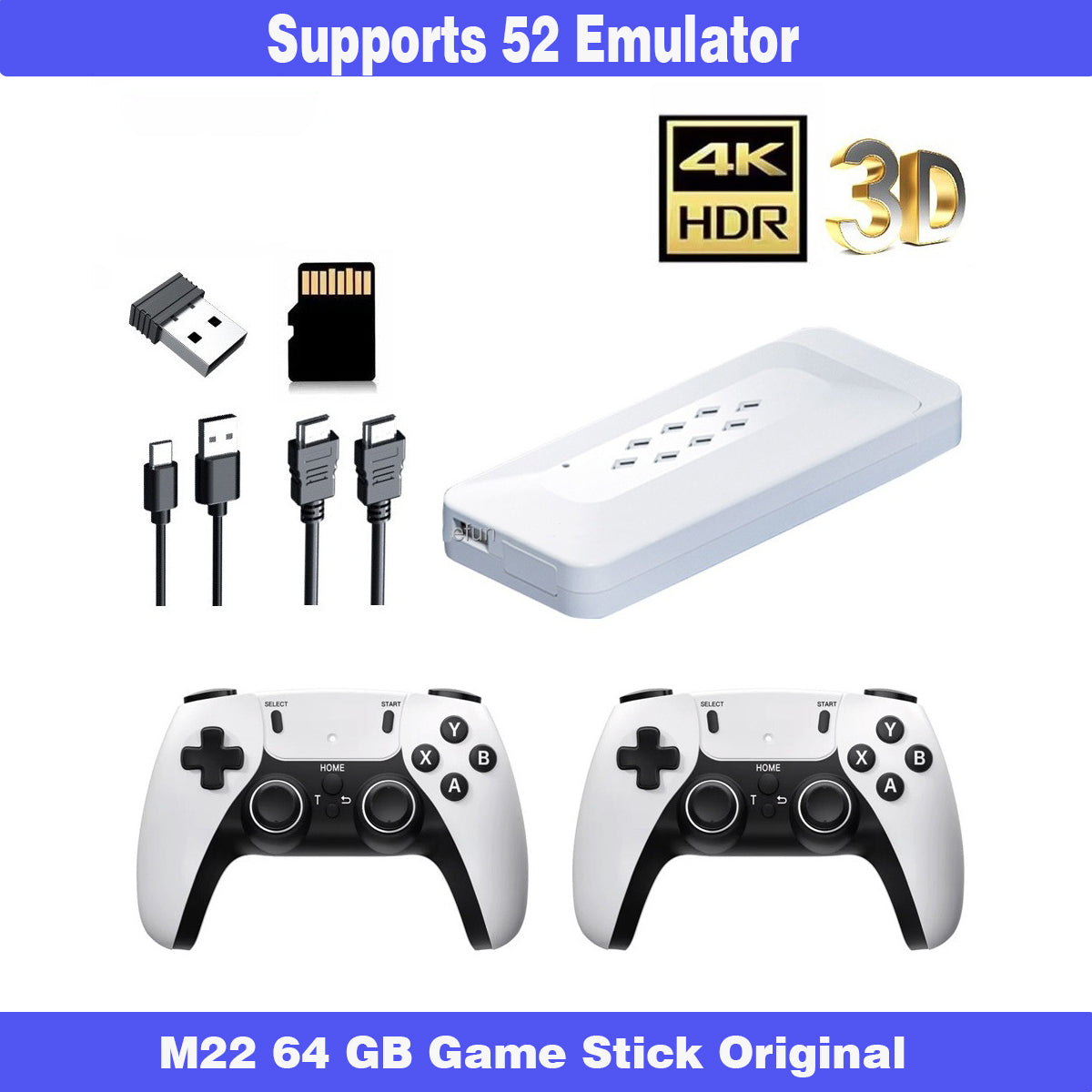 M22 Retro Game Stick - 64GB 4K Wireless Console with 30,000+ Classic Games