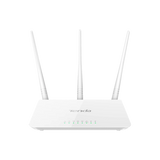 Tenda F3 router side view showing WAN and LAN ports