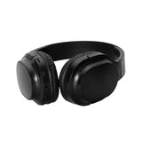 Black headphones on a white background