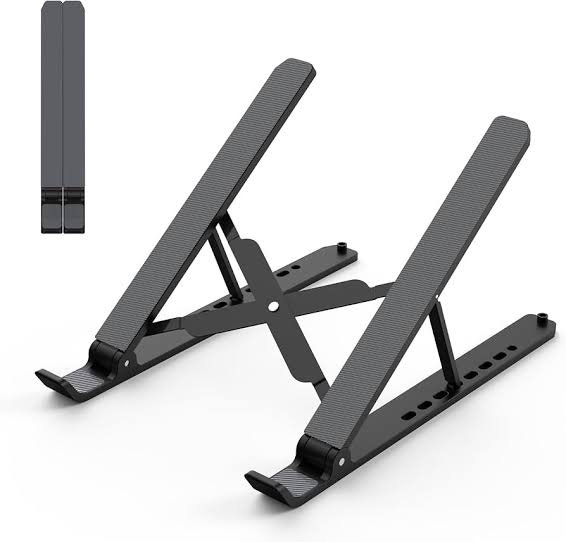 Aluminum Adjustable Laptop Stand for Desk – Foldable, Portable, Metal Stand with Adjustable Height