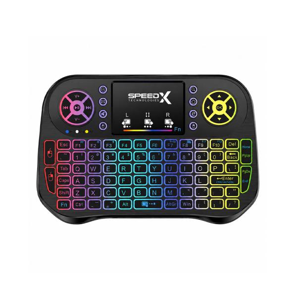 SpeedX I10 Mini Wireless+Bluetooth Keyboard with Touchpad – 7 Color Backlit, 2.4GHz