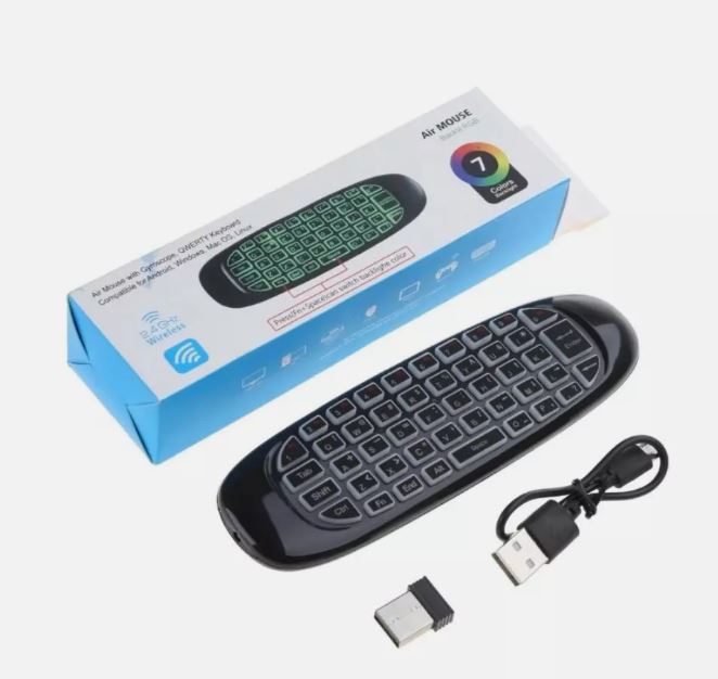 C120 Wireless Air Mouse – RGB Backlit Remote with Keyboard & Motion Control