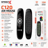 SpeedX C120 Wireless Air Mouse – Voice Control, RGB Backlit Keyboard & Gyroscope