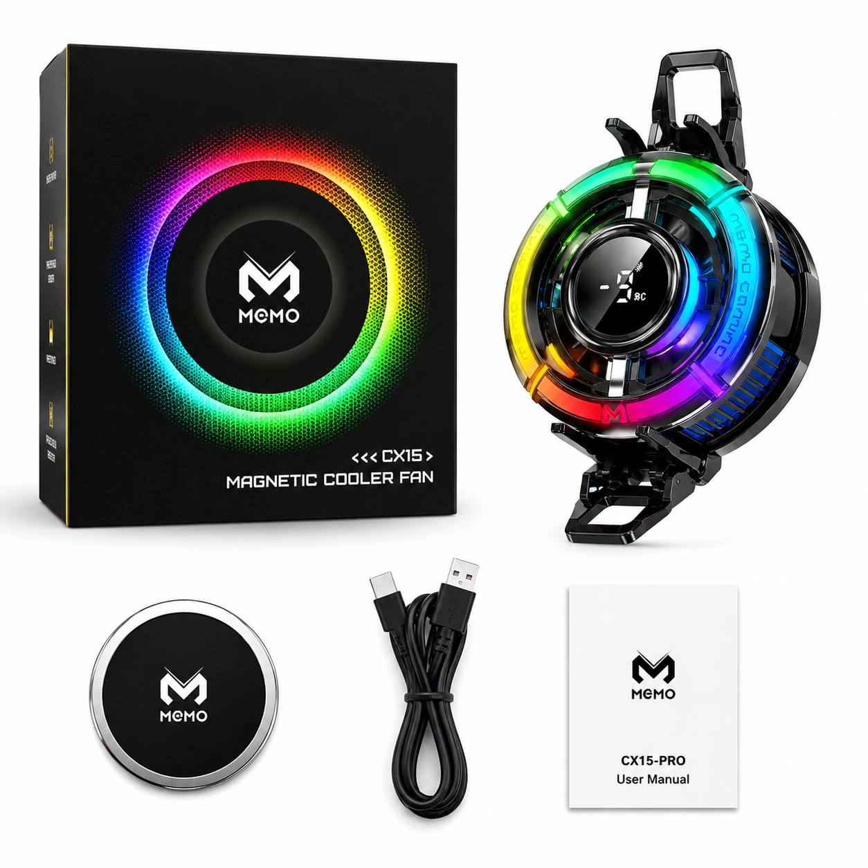 Memo CX15 Pro Magnetic Phone Cooler - Real-Time Temp Display & Instant Semiconductor Cooling