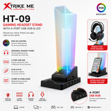 Xtrike Me HT-09 Gaming Headset Stand – 4-Port USB Hub & RGB Lighting