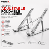Aluminum Adjustable Laptop Stand for Desk – Foldable, Portable, Metal Stand with Adjustable Height
