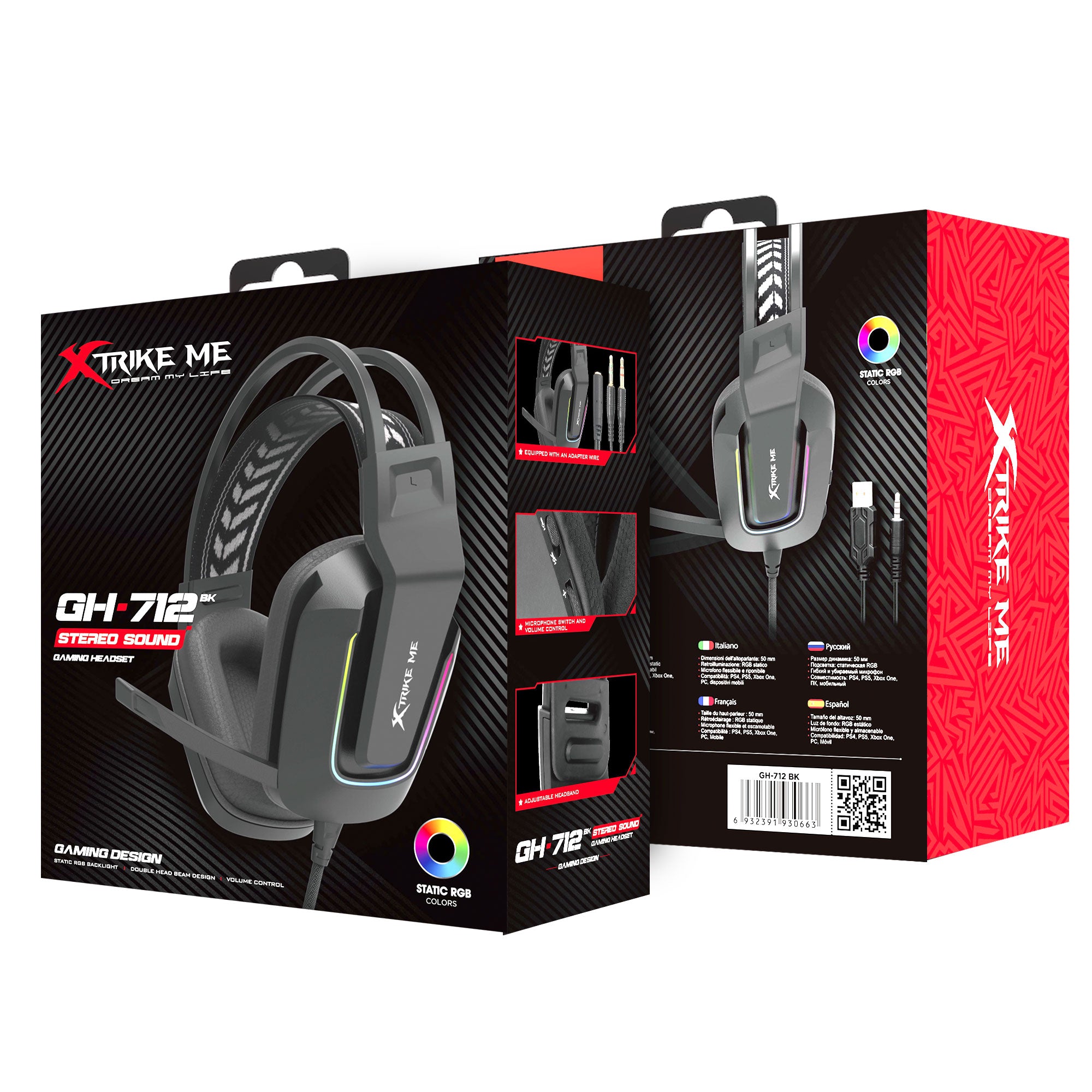 Xtrike Me GH712 RGB Gaming Headset – Virtual 7.1 Surround Sound & Noise-Reduction Mic