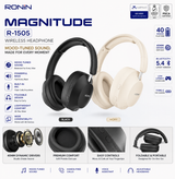 Ronin Magnitude R-1505 Headphone – Mood-Tuned Sound, 40mm Drivers, Bluetooth 5.4