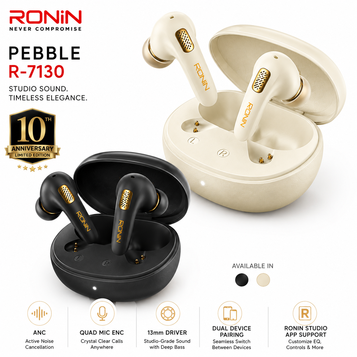 Ronin Pebble R-7130 – 10th Anniversary Limited Gold Edition, Studio Grade Sound