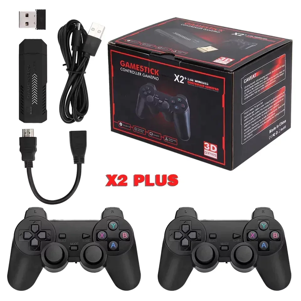 X2 Plus Retro Game Stick - 4K HD Wireless Console with 37,000+ Classic Games