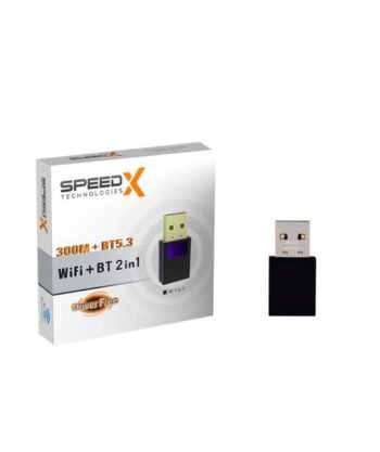 SPEED-X ALFA W107 WiFi Bluetooth 5.3 USB Adapter 300 Mbps – 2-in-1 Plug & Play Wireless Receiver for PC & Laptop