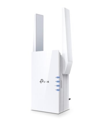 TP-Link RE505X Wi-Fi 6 Extender AX1500 with dual antennas and Gigabit port