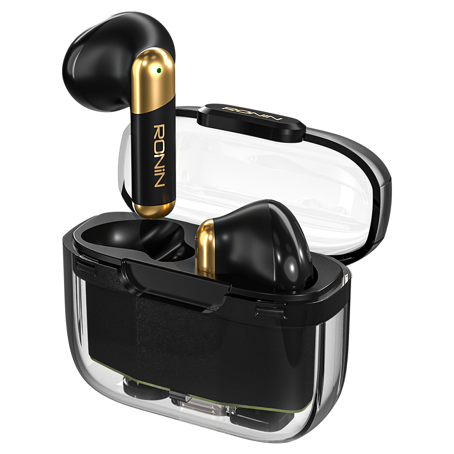 Ronin R-7070 Wireless Earbuds in transparent charging case with touch controls (4) Ronin R-7070 Wireless Earbuds in transparent charging case with touch controls