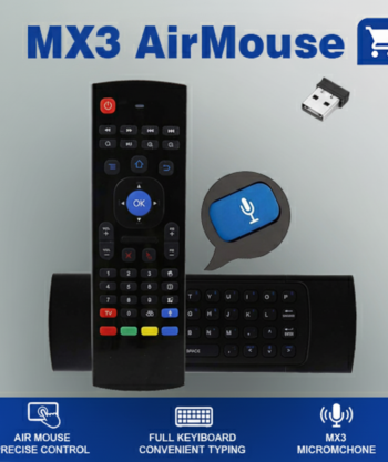 MX3 Airmouse with voice search feature, backlit keyboard, and remote control function